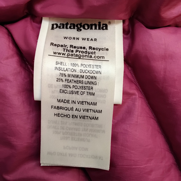 Patagonia Down Puffer Jacket Women's S Pink Full Zip Hoodless #J5284 - Picture 11 of 16
